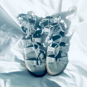 Old Navy light blue lace up sandals. Size 6
